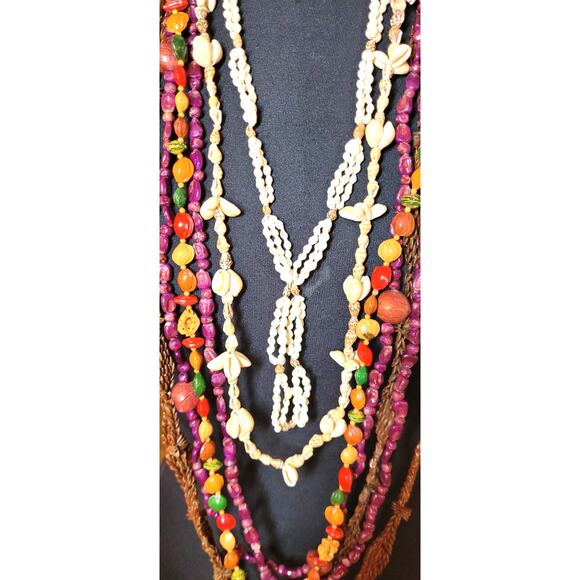 Vintage Hippie Necklace Lot Seeds Fruit Pits Nuts Tribal Shell Long Ethnic Q - Picture 2 of 11